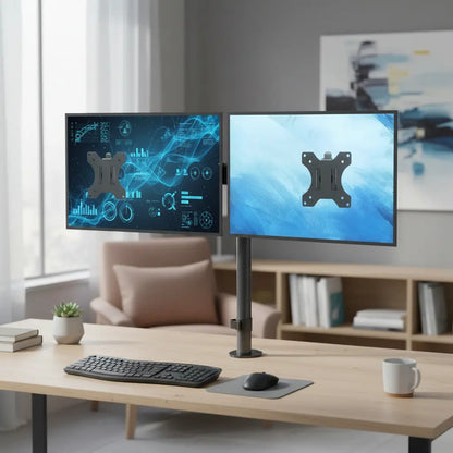 Soporte Mesa Brazo Articulado Para 2 Monitores Negro Negro