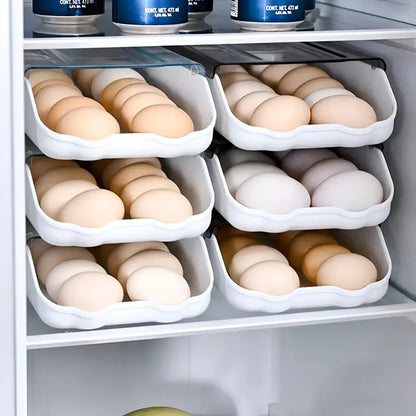 Pack X2 Bandeja Organizadora Porta Huevos Apilable Blanco