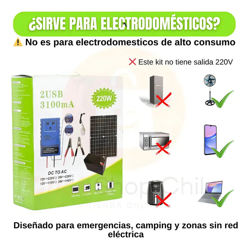 Estación De Energía Portátil Figoimport Pro 220w Con Panel Solar Y Linterna Led