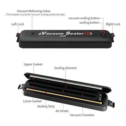 Maquina Selladora Al Vacío Alimentos Sellador + Bolsas Color Negro Transparente