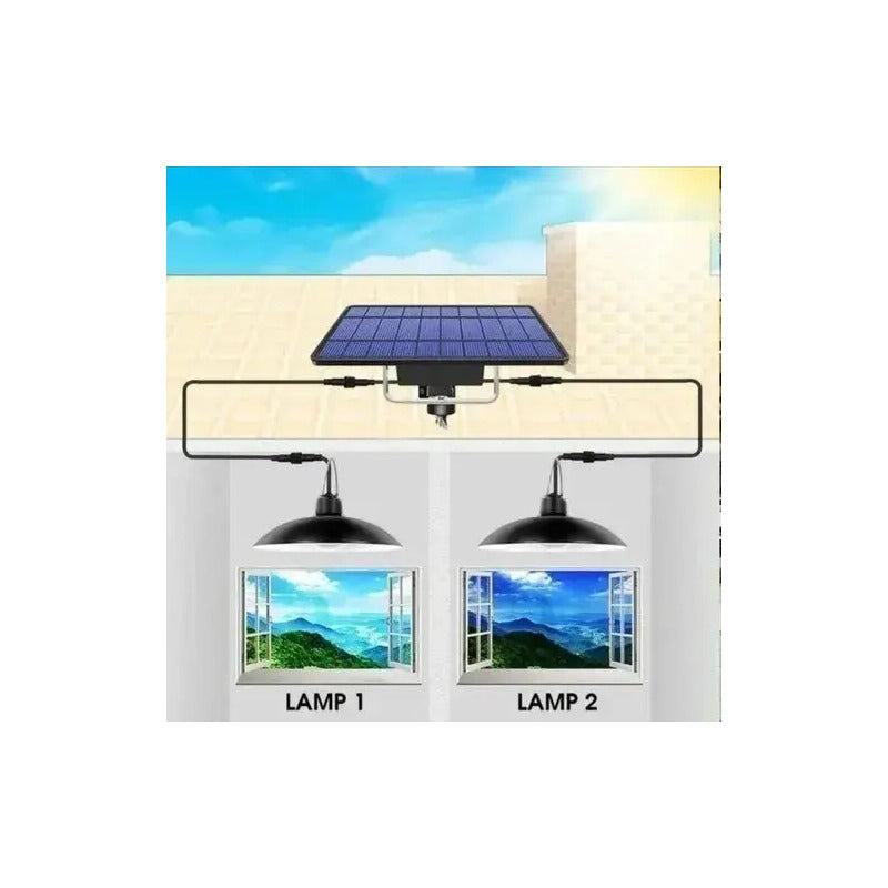 Lampara Solar Led Colgante 120w Plafon + Control Negro