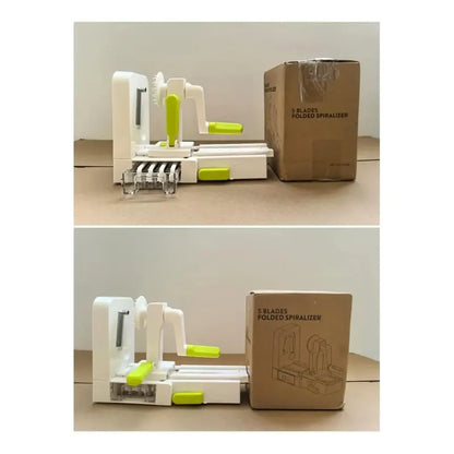 Veggetti Rallador Rotatorio 3 En 1 Espiral Verde Cortador Blanco