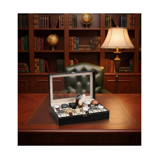 Estuche Organizador Para 12 Relojes Con Almohadillas Negro