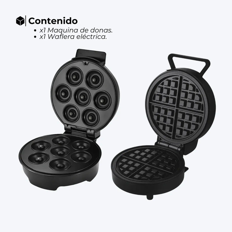 Maquina Mini Donas Y Maquina Mini Waflera Pack Variado