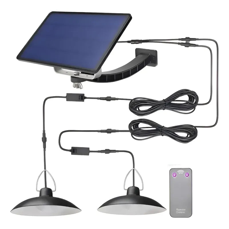 2 Lamparas Led Solar Colgante 120º C/ Control 90lm/w Negro