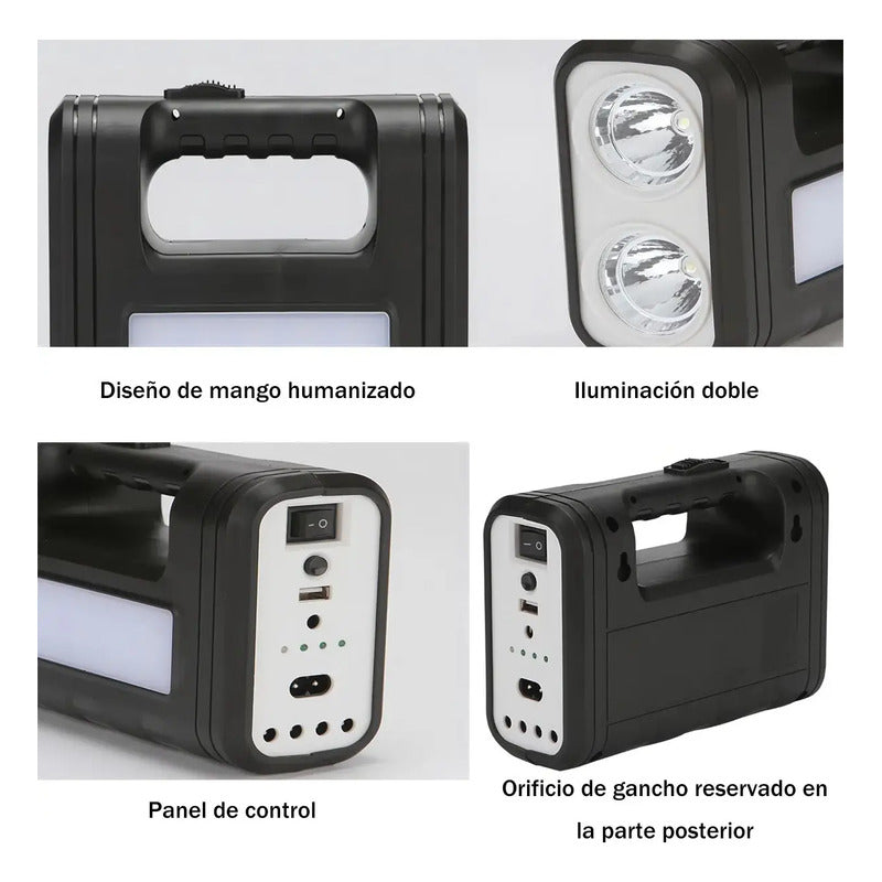 Sistema Iluminación Solar Casa 3 Ampolletas Led 12w Blanco