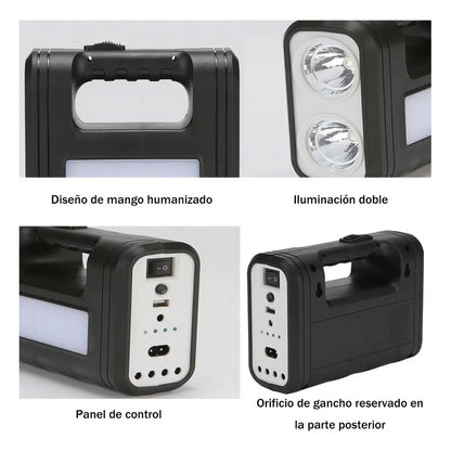 Sistema Iluminación Solar Casa 3 Ampolletas Led 12w Blanco