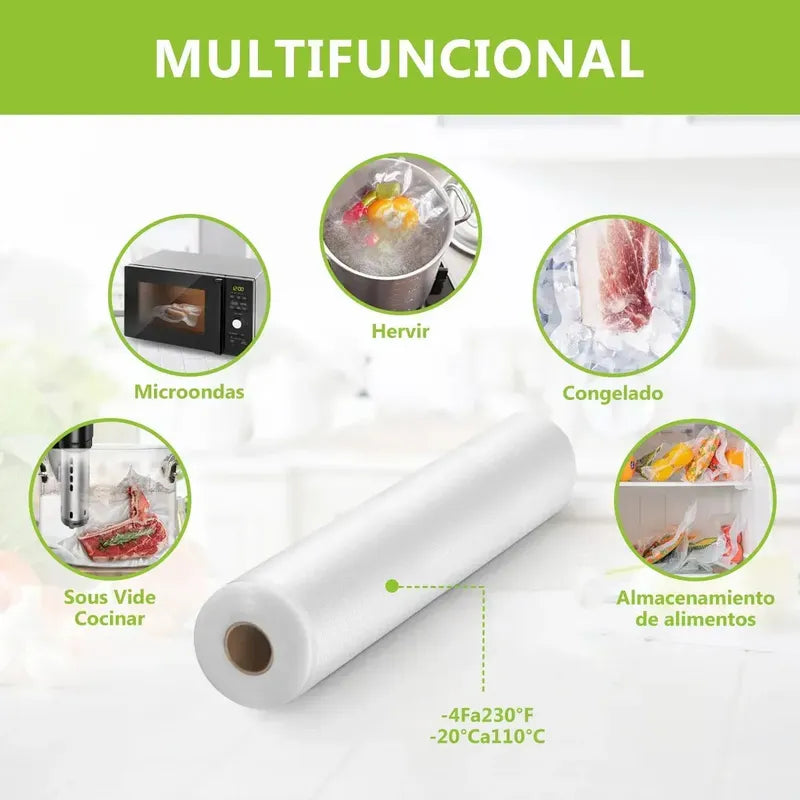 Rollo Bolsa Para Sellar Al Vacío 28 Cm X 10 M Genérica Blanco