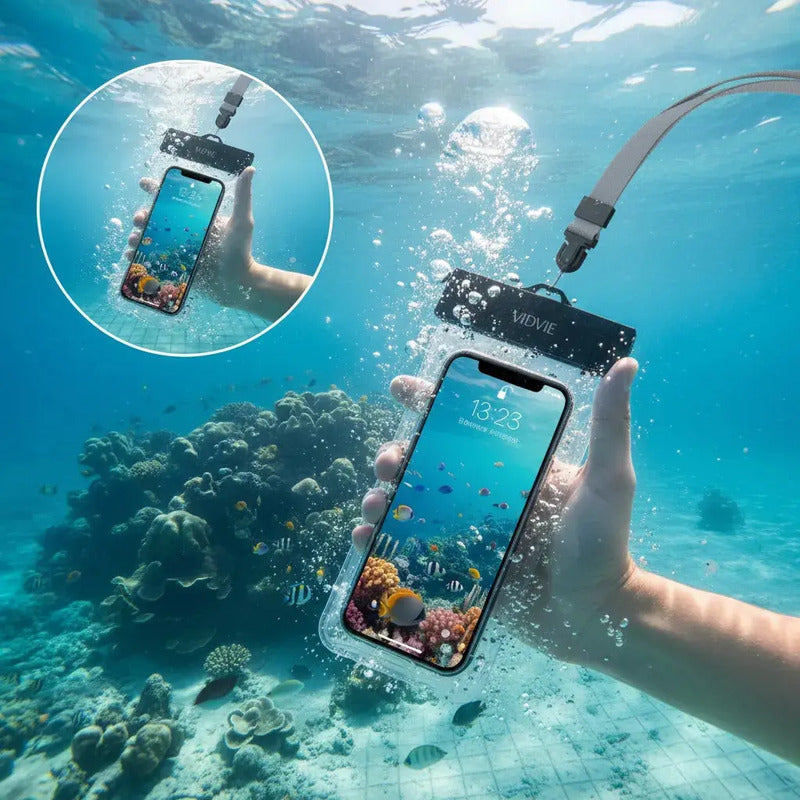 Funda Impermeable Sumergible Para Celular Universal Con Correa Y Cierre Magnético Variado Lisa