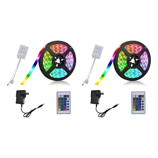 Kit 10 Metros Tira Luces Led Rgb 3528 + Fuente + Control Rgb
