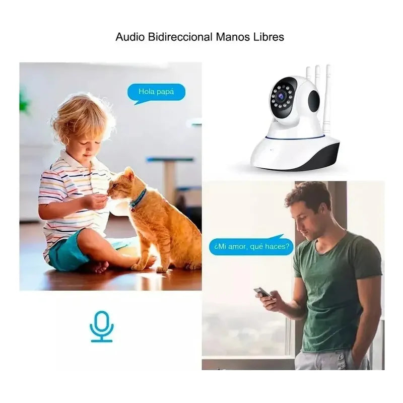 Camara Ip Wifi Hd Motorizada Vision Nocturna 360° Blanco
