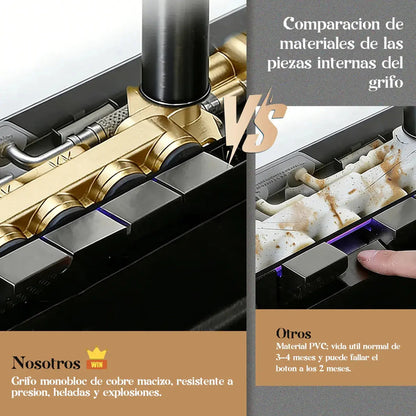 Lavaplatos Inteligente Con Cascada Multifuncional Porta Celular Acero Negro Gris Fregadero Poza Lavadero Griferia... Gris Oscuro