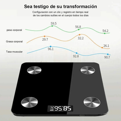 Pesa Balanza Digital Arca Bluetooth Baño Con App Negro Vidrio Hasta 180kg