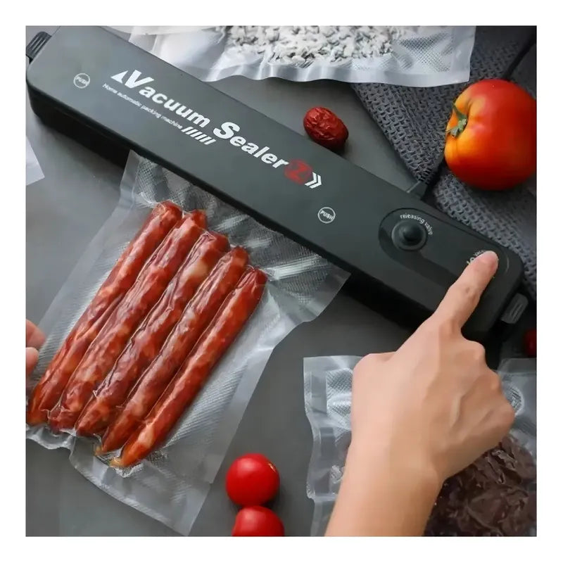 Maquina Selladora Al Vacío Alimentos Sellador + Bolsas Color Negro Transparente