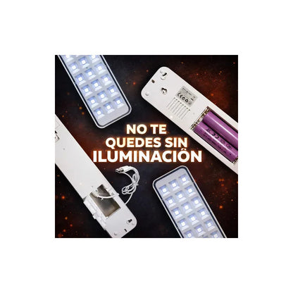 Pack X2 Lámpara Luz Led De Emergencia Recargable 20 Hrs Blanco