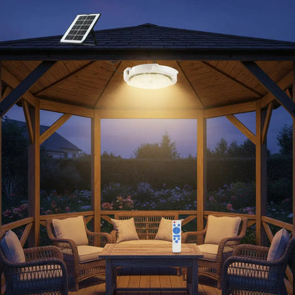Luz De Techo Redonda Para Exteriores Solar 500w Con Sensor Blanco