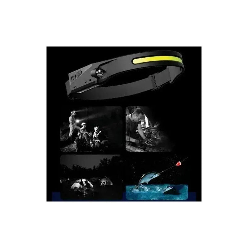Linterna Frontal Led Brillante Luz Camping Lampara De Cabeza Blanco Frío Negro