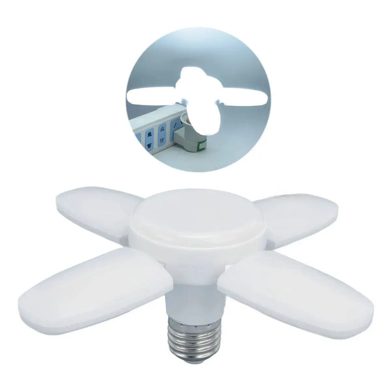 Ampolleta Led 28w Plegable De 4 Aspas Para Techo, Con Ángulo Ajustable Y Control Remoto Blanco Frío