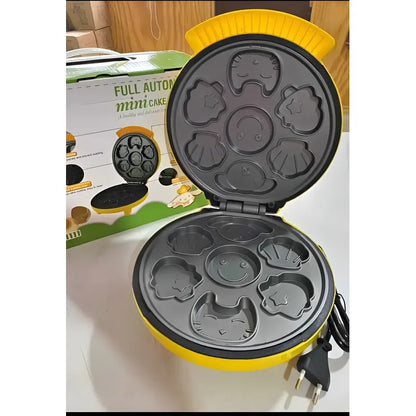 Mini Wafflera Para Niños Maquina Mini Torta Cocina Amarillo