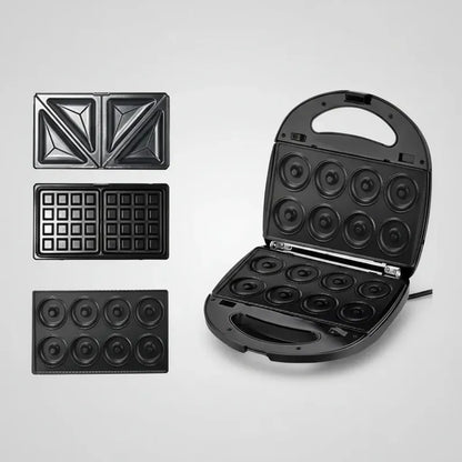 Waflera Sandwichera Plancha Eléctrica 3 En 1  Negro
