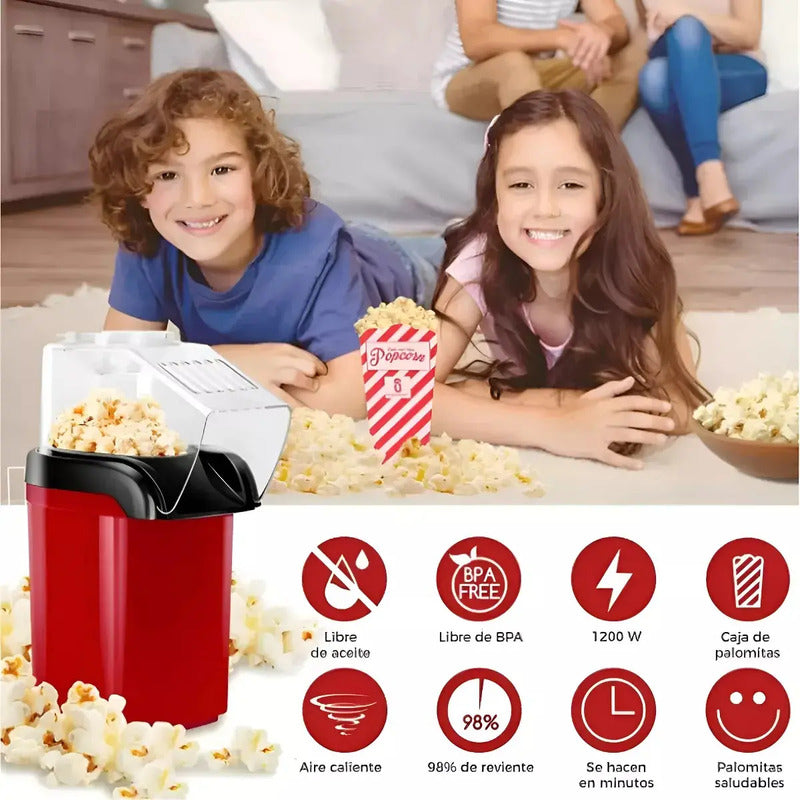 Maquina Para Hacer Cabritas Popcorn Libre De Aceite 1200w  Rojo-negro