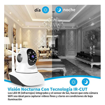 Camara Seguridad Ip Wifi Hd Motorizada Vision Nocturna 360º Blanco
