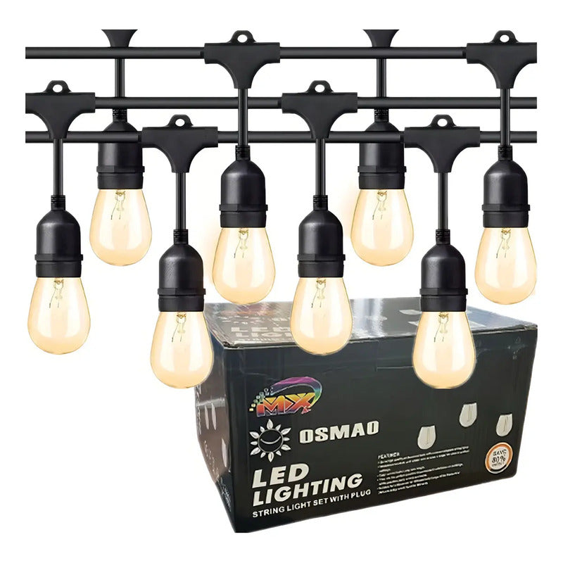 Soquete Guirnalda Terraza Patio Ampolletas Incl Luces Cálida