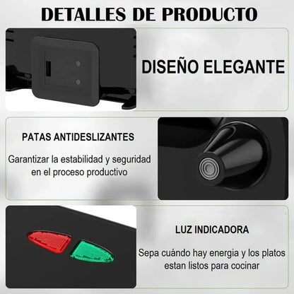 Sandwichera Tostadora 2 Panes Eléctrica 750w. Color Negro
