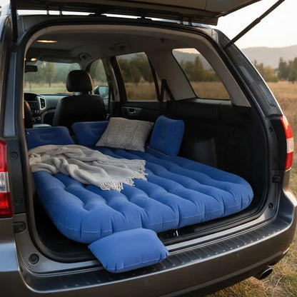 Colchón Inflable De 1.5 Plazas Para Auto Con Bomba Eléctrica, Ideal Para Viajes Y Camping Azul