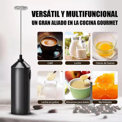Mini Batidor Revolvedor De Café Espuma Huevo Recargable Negro