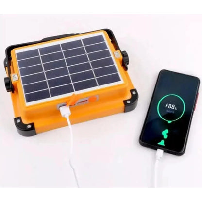 Reflector Led Solar Portátil De 1000 W Para Exteriores Con Power Bank Naranja Blanco Frío/blanco Cálido