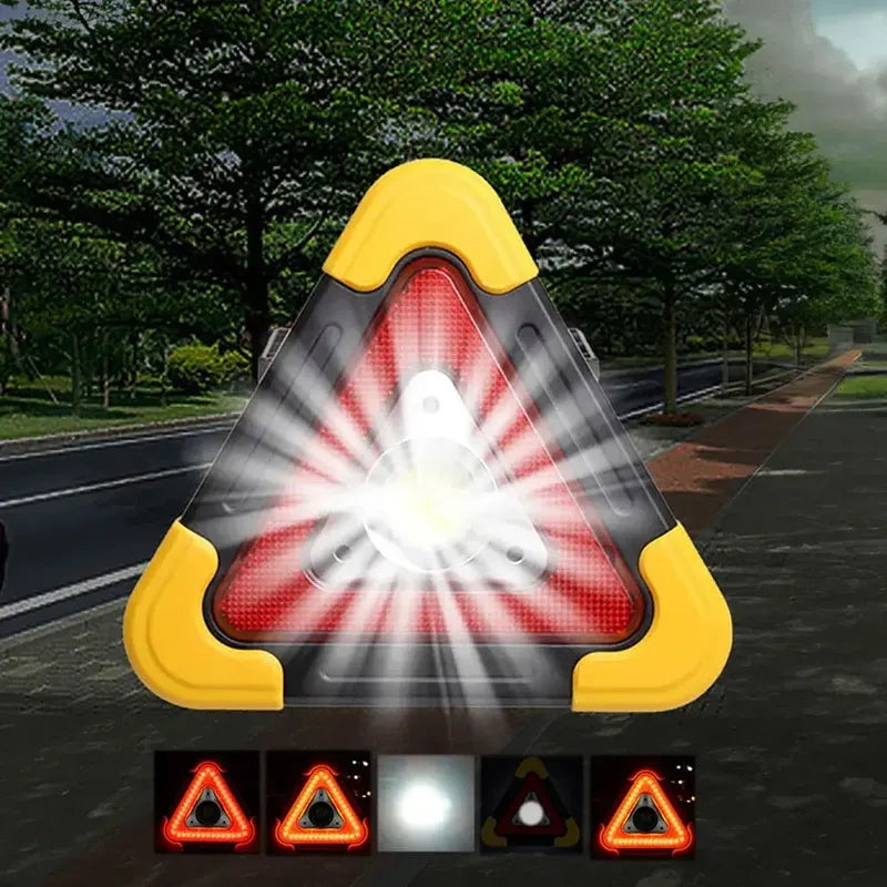 Triángulo De Seguridad Figo Con Luces Led Solares Y Soporte Para Camioneta