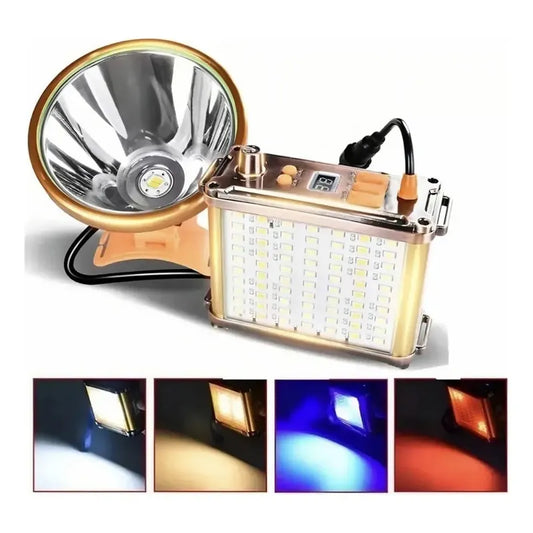 Foco Led Caza 1200w Largo Alcance Linterna Minera Camping Naranja