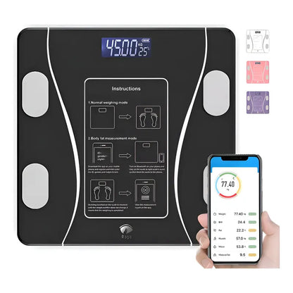 Bascula Digital Electrónica Medidor Peso Y Grasa Corporal Negro