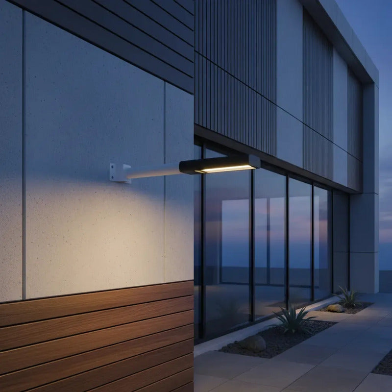 Brazo Extension Foco Solar Exterior Soporte Metalico Muro Blanco Blanco Neutro