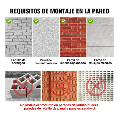 Barra De Dominadas Figoimport Para Pared Con Doble Agarre, Negro, Soporta 300 Kg