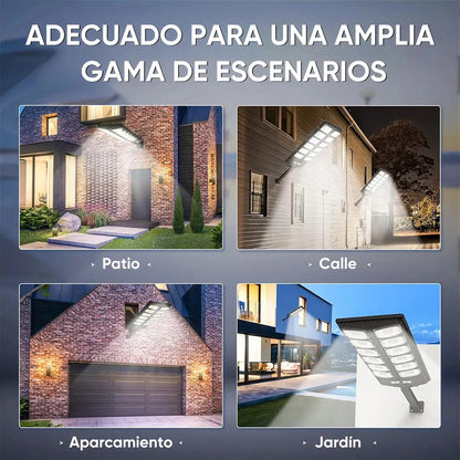 Pack X3 Foco Luminaria Para Pared Exterior Led Solar 400w  Negro