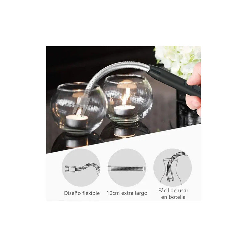 Encendedor Eléctrico Recargable Portátil Usb Para Cocina Color Negro Surtido