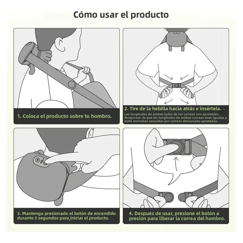 Masajeador Cervical Electrico Termico Cuello Espalda Hombro Verde Oscuro