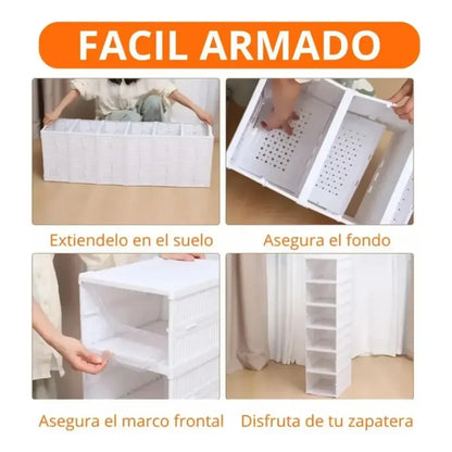 Zapatera Plegable De 6 Niveles Organizador De Almacenamiento Blanco