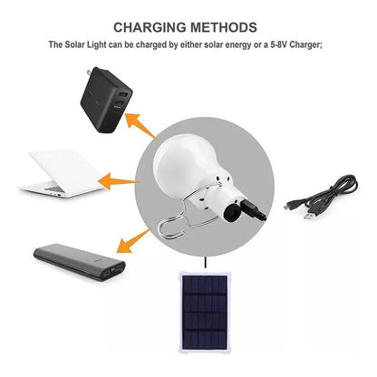 Ampolleta 5w Solar + Panel 7 Horas De Luz Blanco Frío