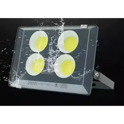 Foco Led Reflector Plano Cob Led 200w  Negro Blanco Frío