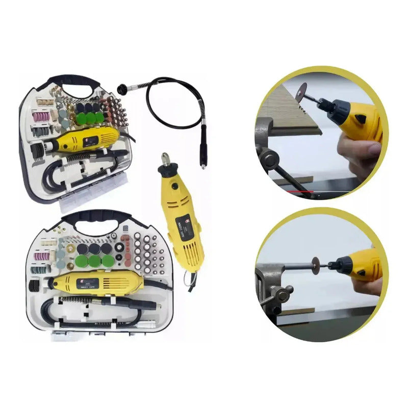 Minitorno Rotativo Inalámbrico Figoimport Ch2904-x Con 160 Accesorios Y Eje Flexible Para Bricolaje Y Precisión 60 Hz