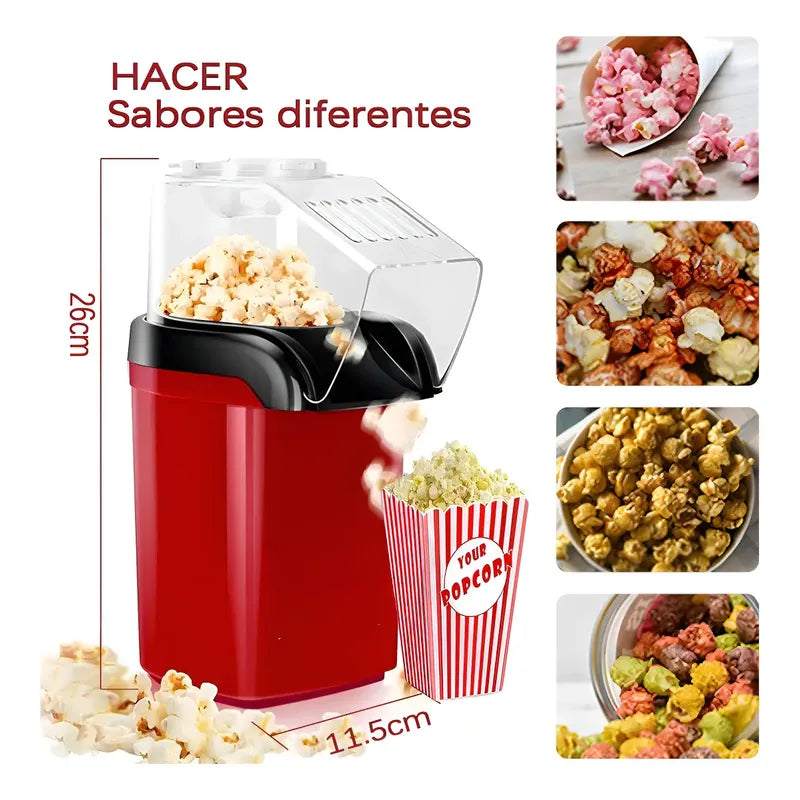 Máquina Para Palomitas De Aire Caliente Roja, 1200w, Para Fiestas Y Noches De Cine Rojo