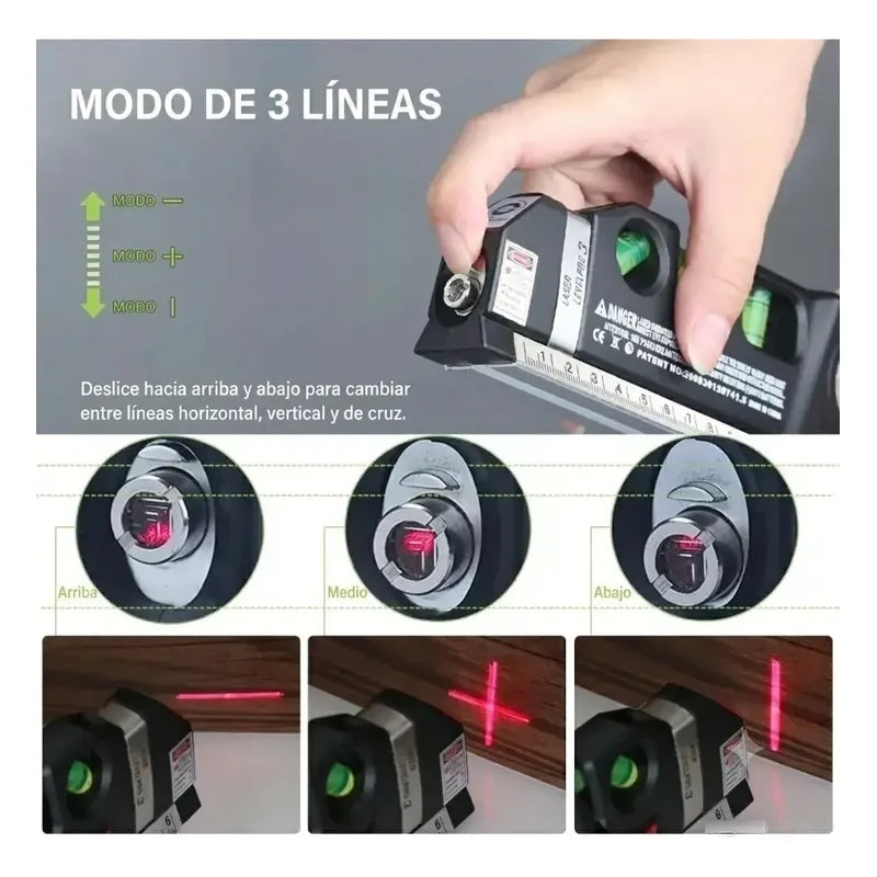 Nivel Laser Multiuso Con Burbuja Y 3 Modos Flexometro De 5m