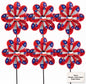 Pack 6 Remolinos Bandera de Chile  23x43 cm  Tornasol Molinillo de Viento Fiestas Patrias
