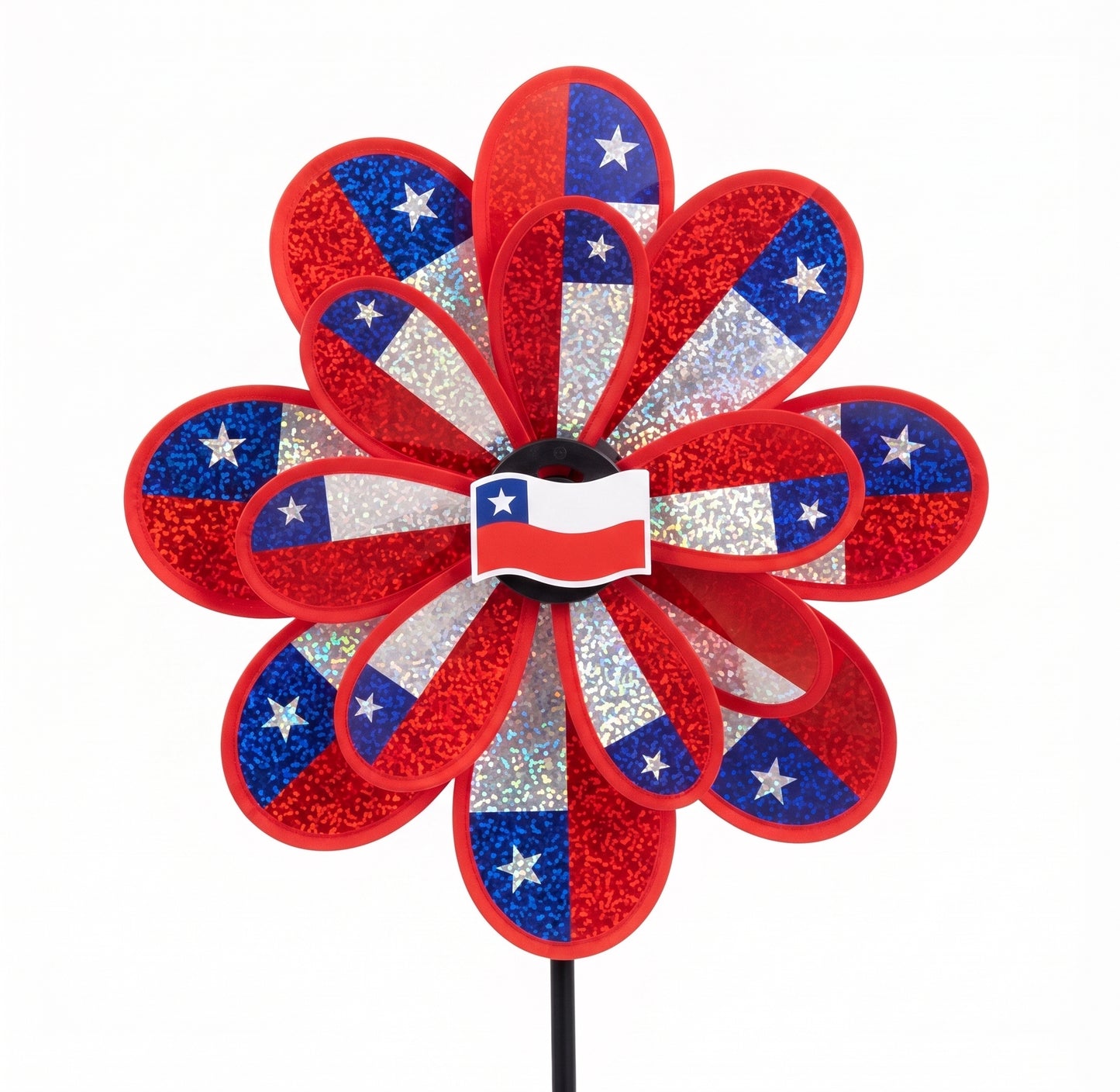 Pack 6 Remolinos Bandera de Chile  23x43 cm  Tornasol Molinillo de Viento Fiestas Patrias