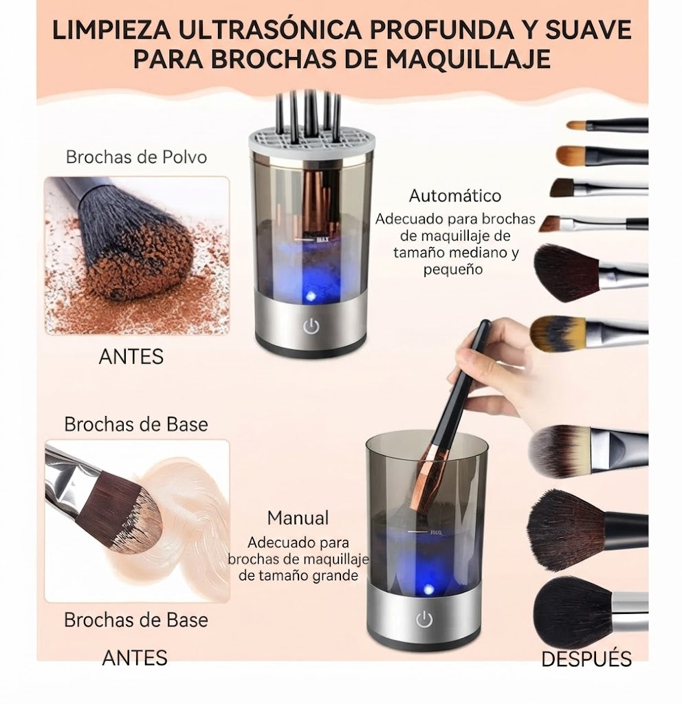 Mini Limpiador Automatico de Brochas de Maquillaje Pequenas y Medianas Portatil Recargable