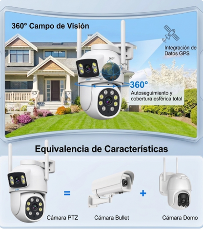 Camara Seguridad WiFi Exterior PTZ Vision Nocturna Audio Bidireccional Tasbel Inalambrica Nube MicroSD