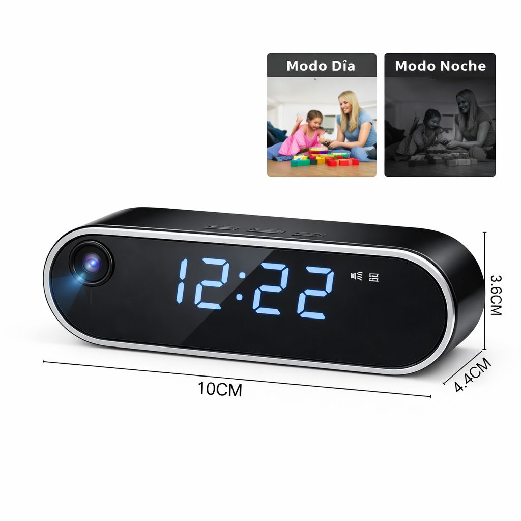 Reloj Despertador Cámara Oculta 1080 Wifi Detecta Movimiento